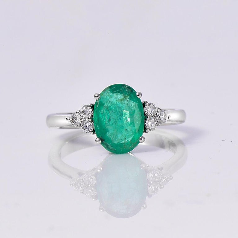 Customizable 2.75 Carat Natural Emerald and Diamond Engagement Ring