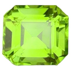 2.75 Carat Natural Loose Apple Green Peridot Asscher Shape Pakistan Gemstone