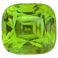 2.75 Carat Natural Loose Apple Green Peridot Cushion Shape Gem
