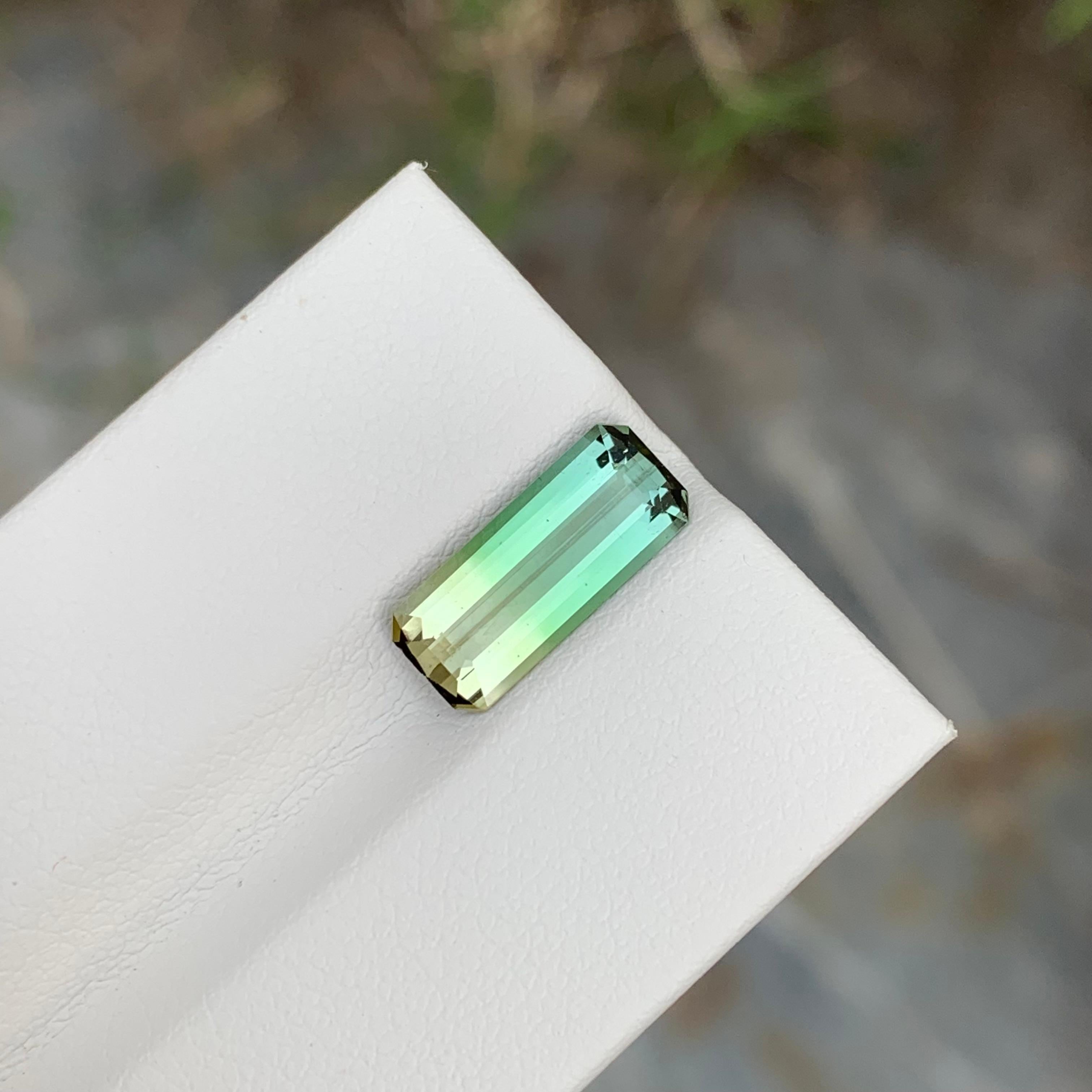 2.75 Carat Natural Loose Bi Colour Tourmaline Long Emerald Shape Gem For Ring  For Sale 4