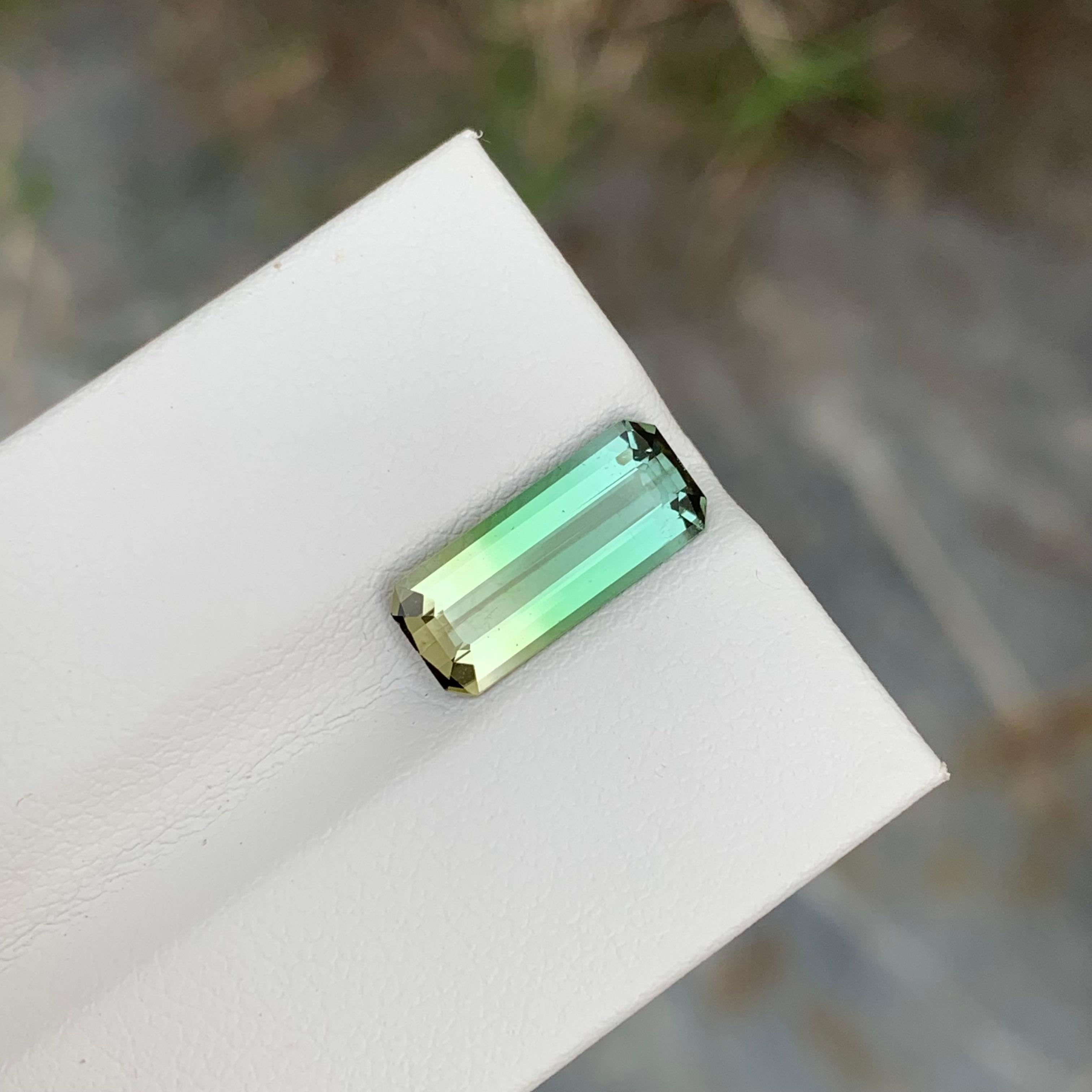 Emerald Cut 2.75 Carat Natural Loose Bi Colour Tourmaline Long Emerald Shape Gem For Ring  For Sale