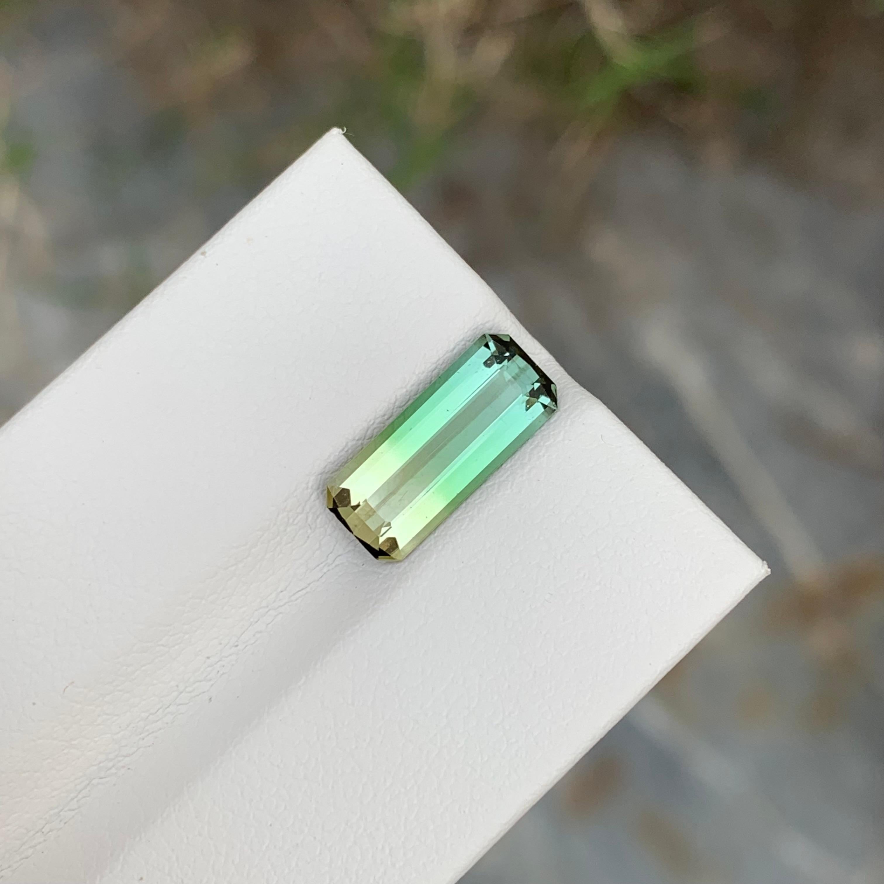 2.75 Carat Natural Loose Bi Colour Tourmaline Long Emerald Shape Gem For Ring  In New Condition For Sale In Peshawar, PK