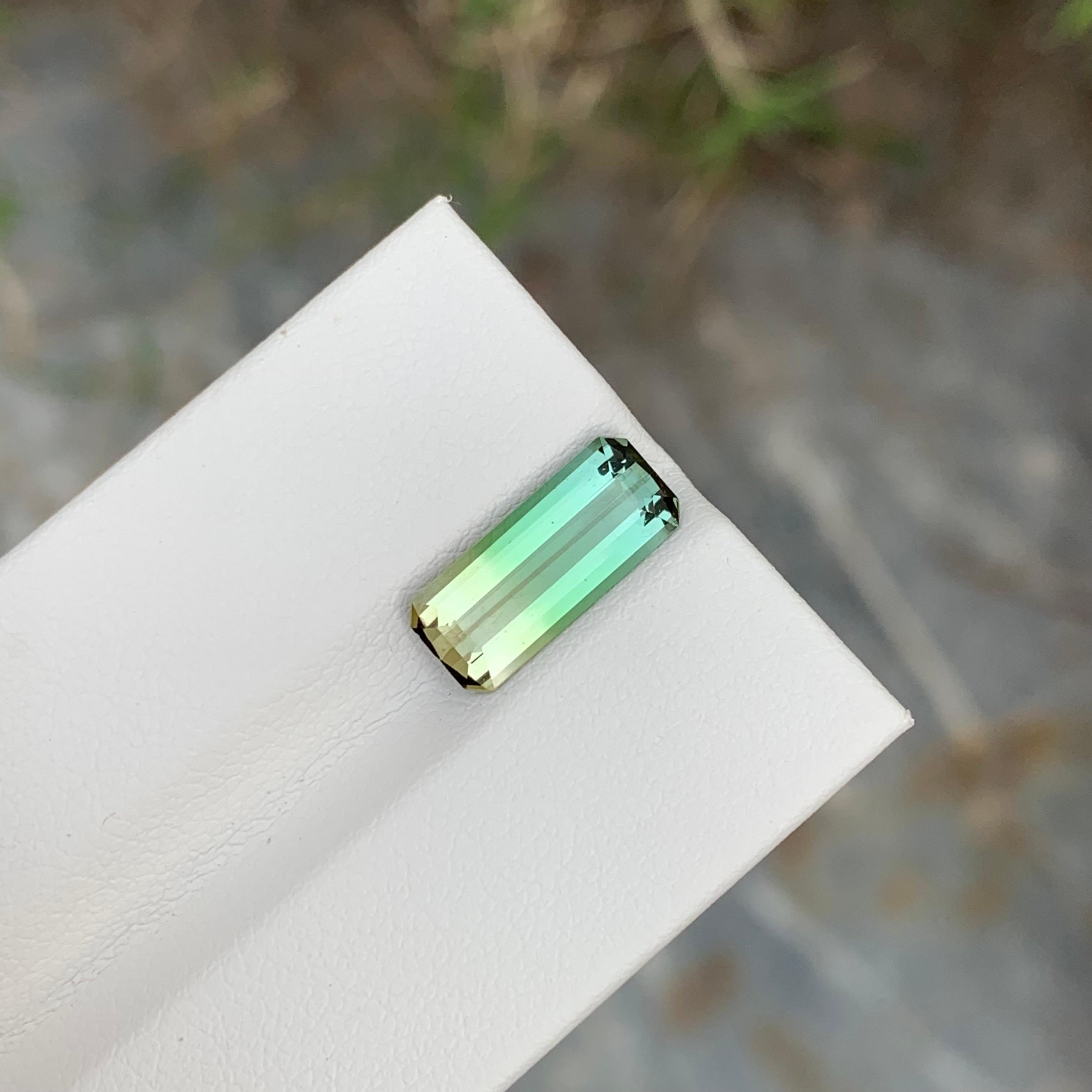 2.75 Carat Natural Loose Bi Colour Tourmaline Long Emerald Shape Gem For Ring  For Sale 1