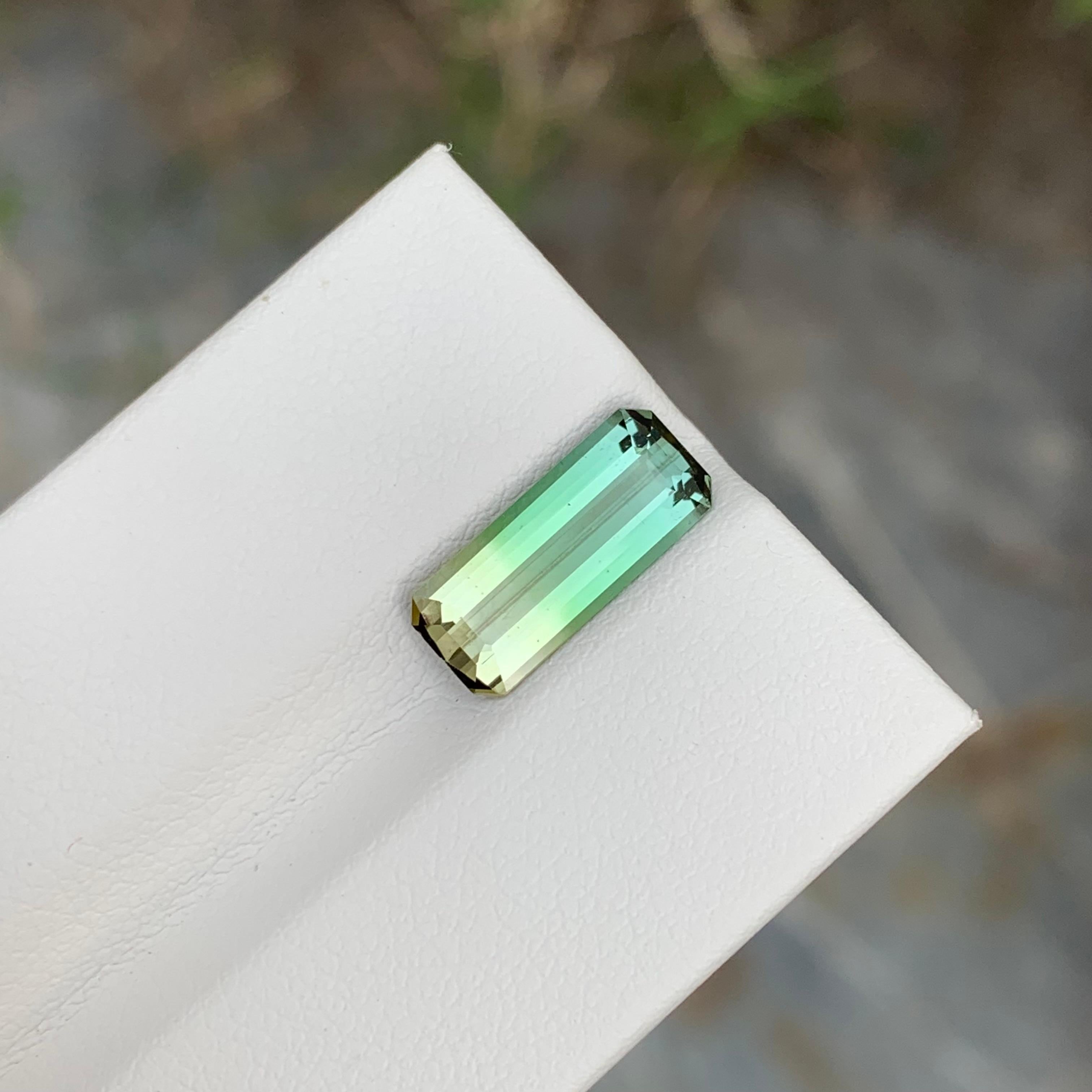 2.75 Carat Natural Loose Bi Colour Tourmaline Long Emerald Shape Gem For Ring  For Sale 3