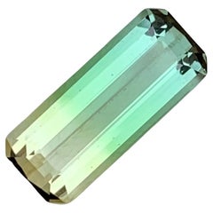 2.75 Carat Natural Loose Bi Colour Tourmaline Long Emerald Shape Gem For Ring 