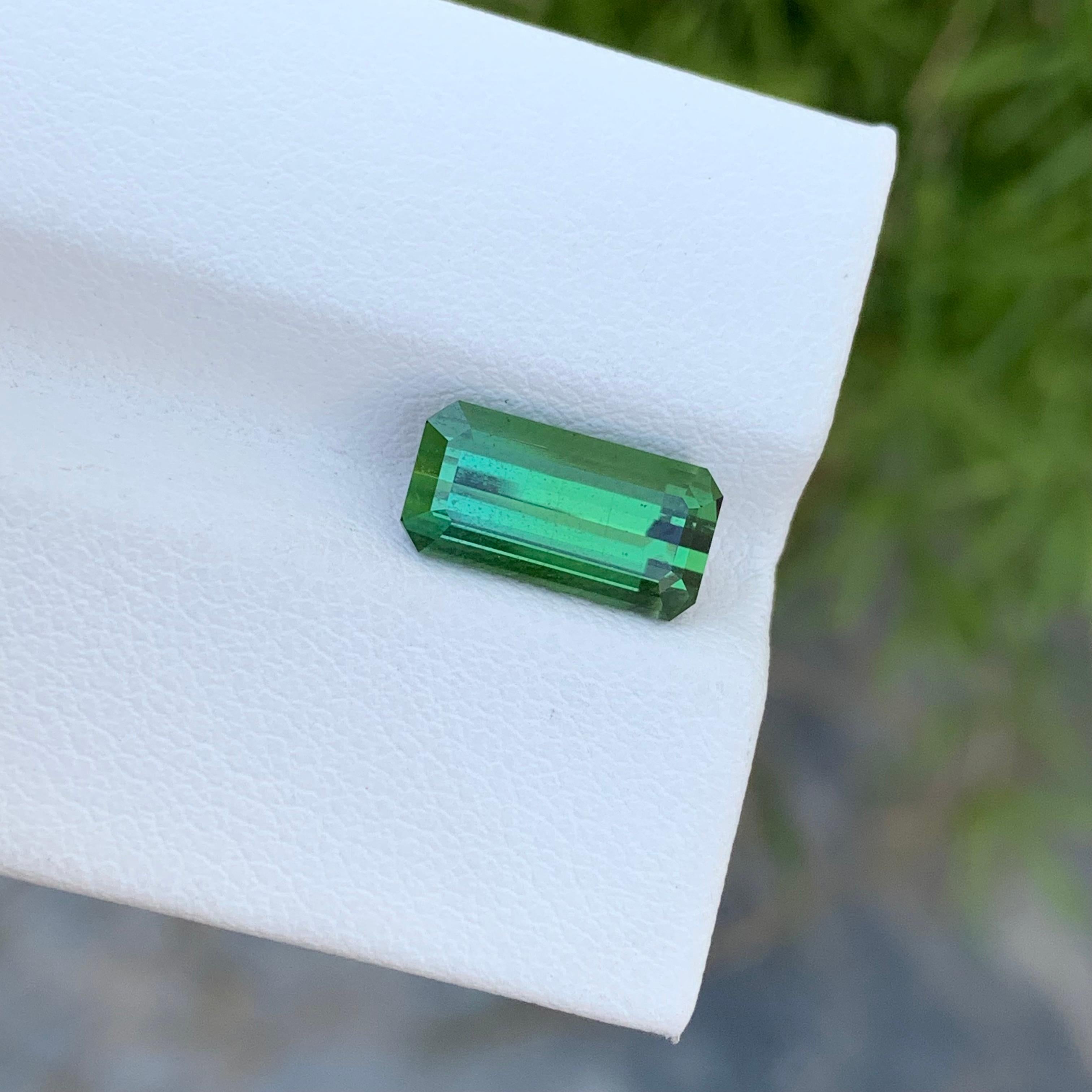 Arts and Crafts 2.75 Carat Natural Loose Emerald Shape mint Tourmaline Gem For Ring  For Sale