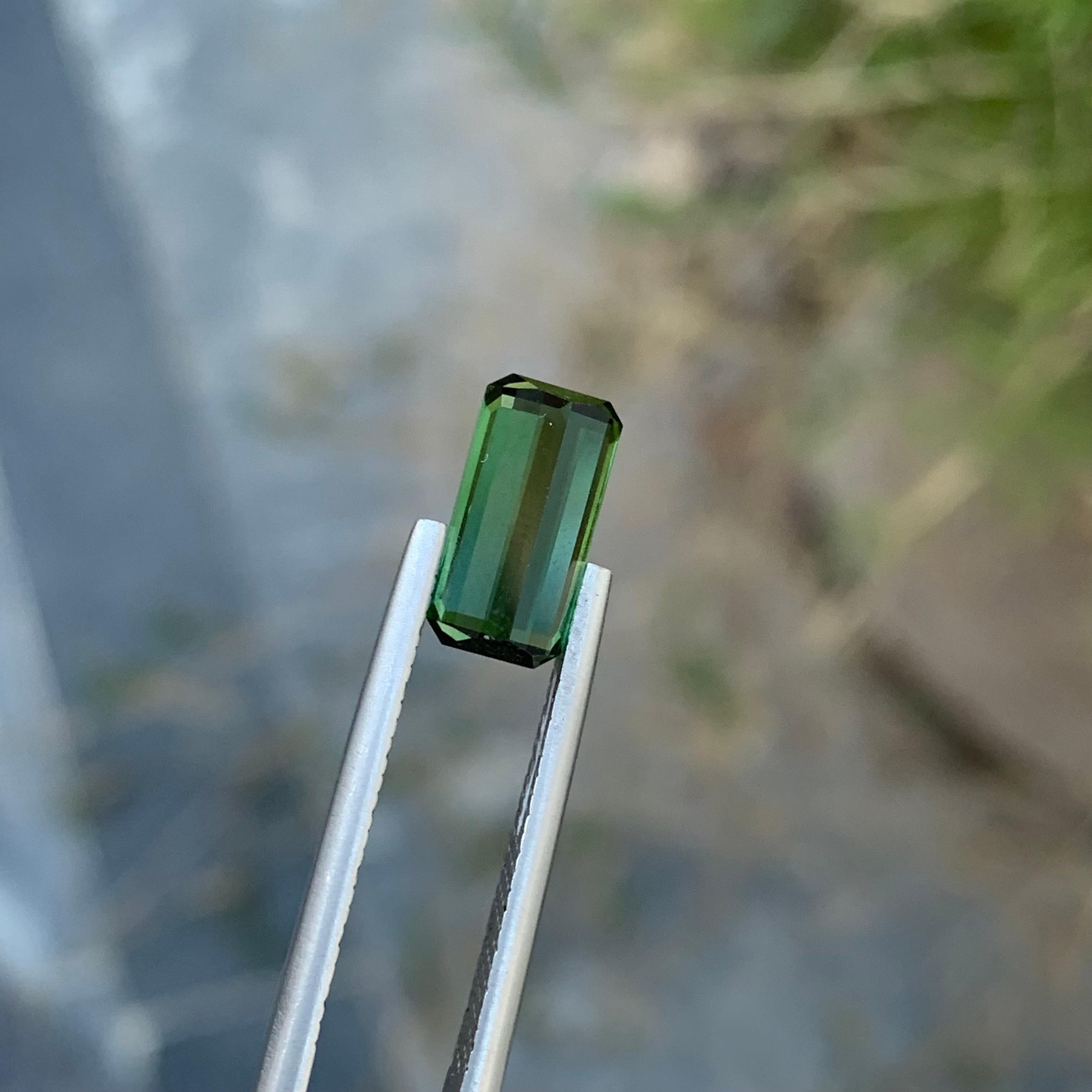 2.75 Carat Natural Loose Emerald Shape mint Tourmaline Gem For Ring  For Sale 1