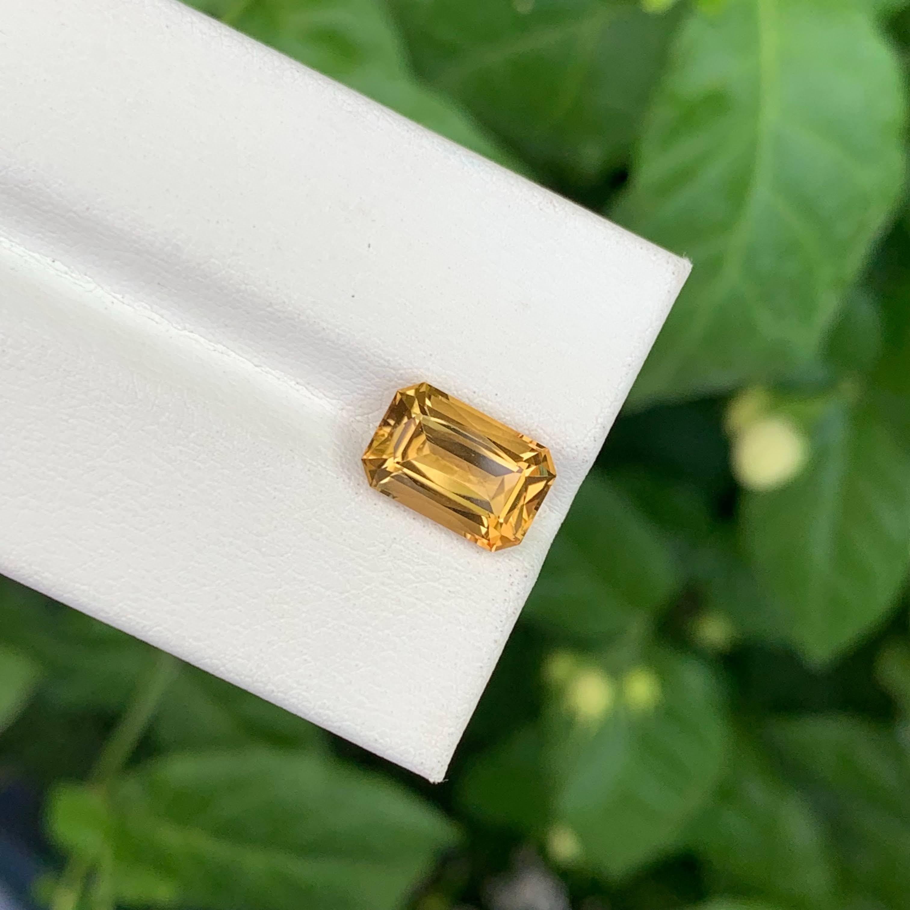 2,75 Karat Natürlicher Loser Goldener Citrin Stein Smaragd Schliff Brasilianischer Edelstein im Angebot 5