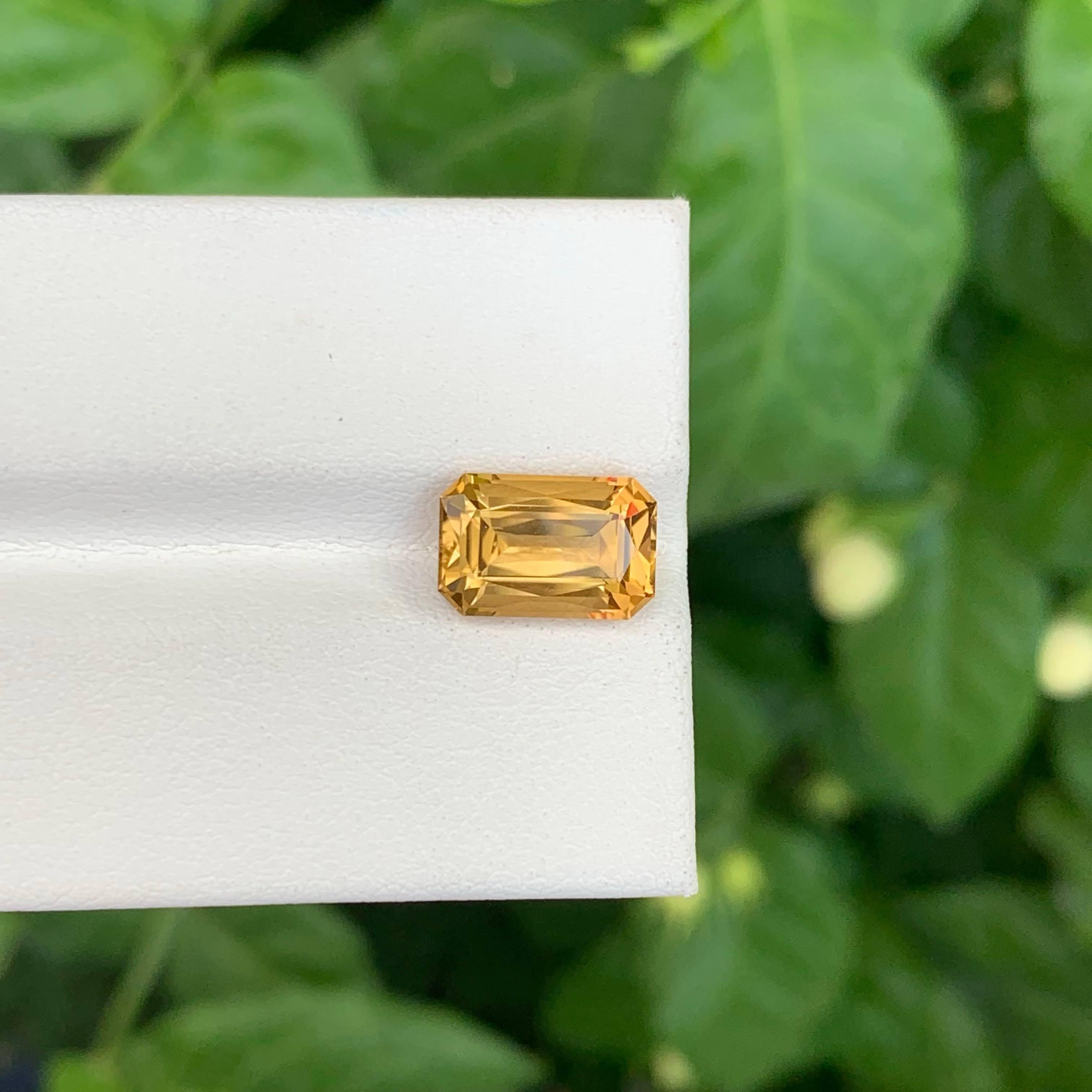 2,75 Karat Natürlicher Loser Goldener Citrin Stein Smaragd Schliff Brasilianischer Edelstein im Angebot 3