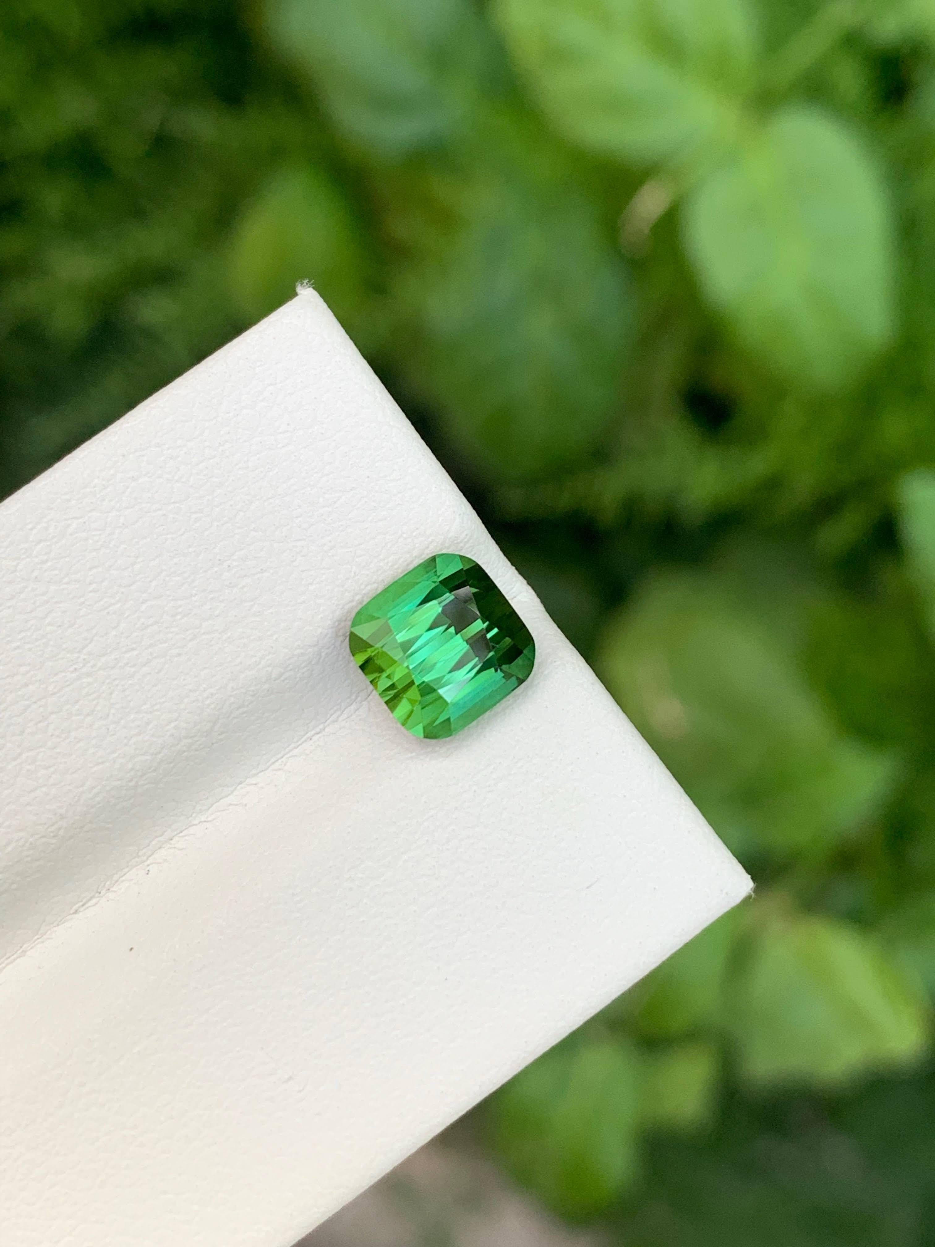 Modern 2.75 Carat Natural Loose Green Tourmaline Stone Cushion Cut Afghan Gemstone For Sale