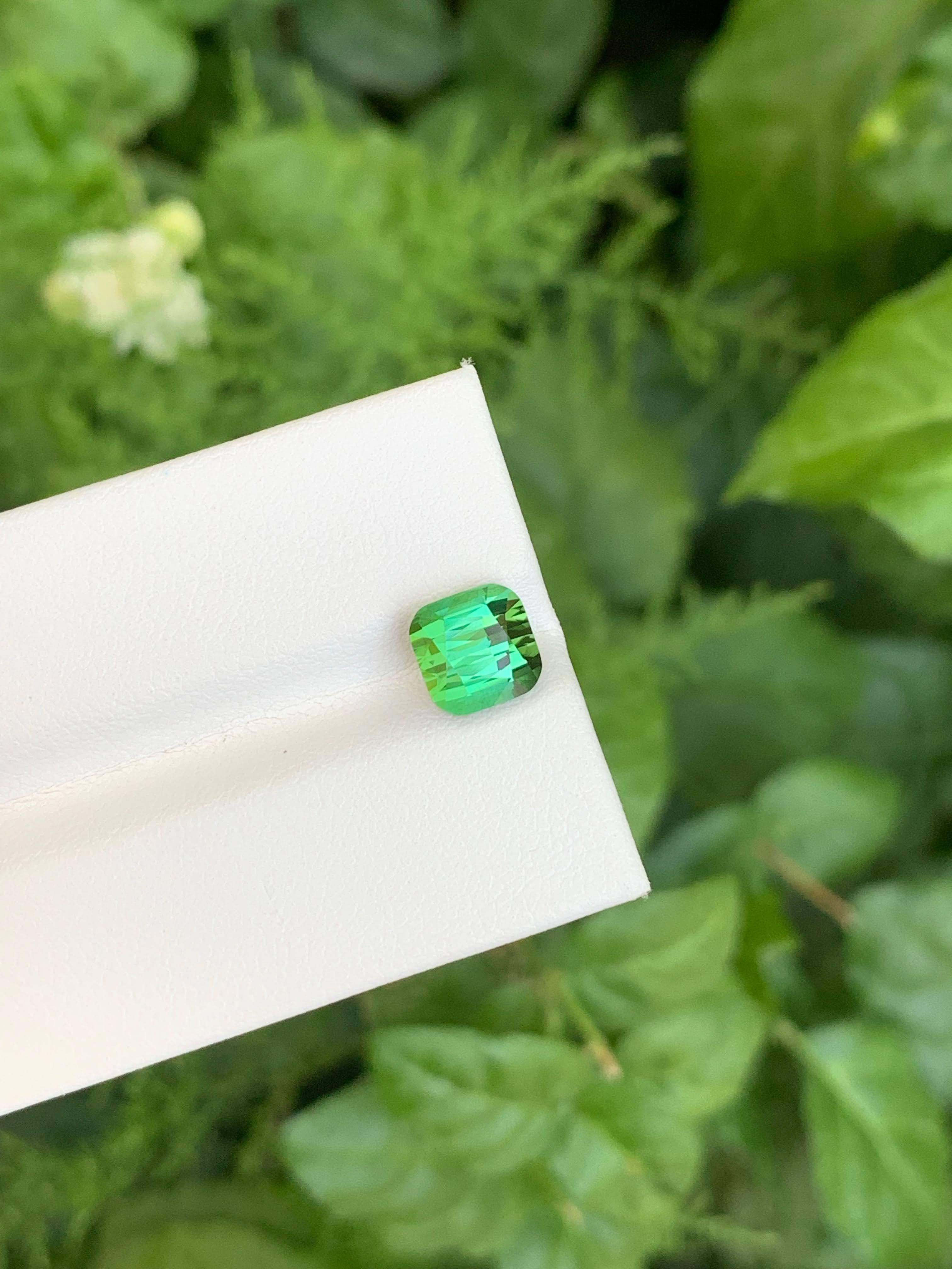 2.75 Carat Natural Loose Green Tourmaline Stone Cushion Cut Afghan Gemstone In New Condition For Sale In Bangkok, TH