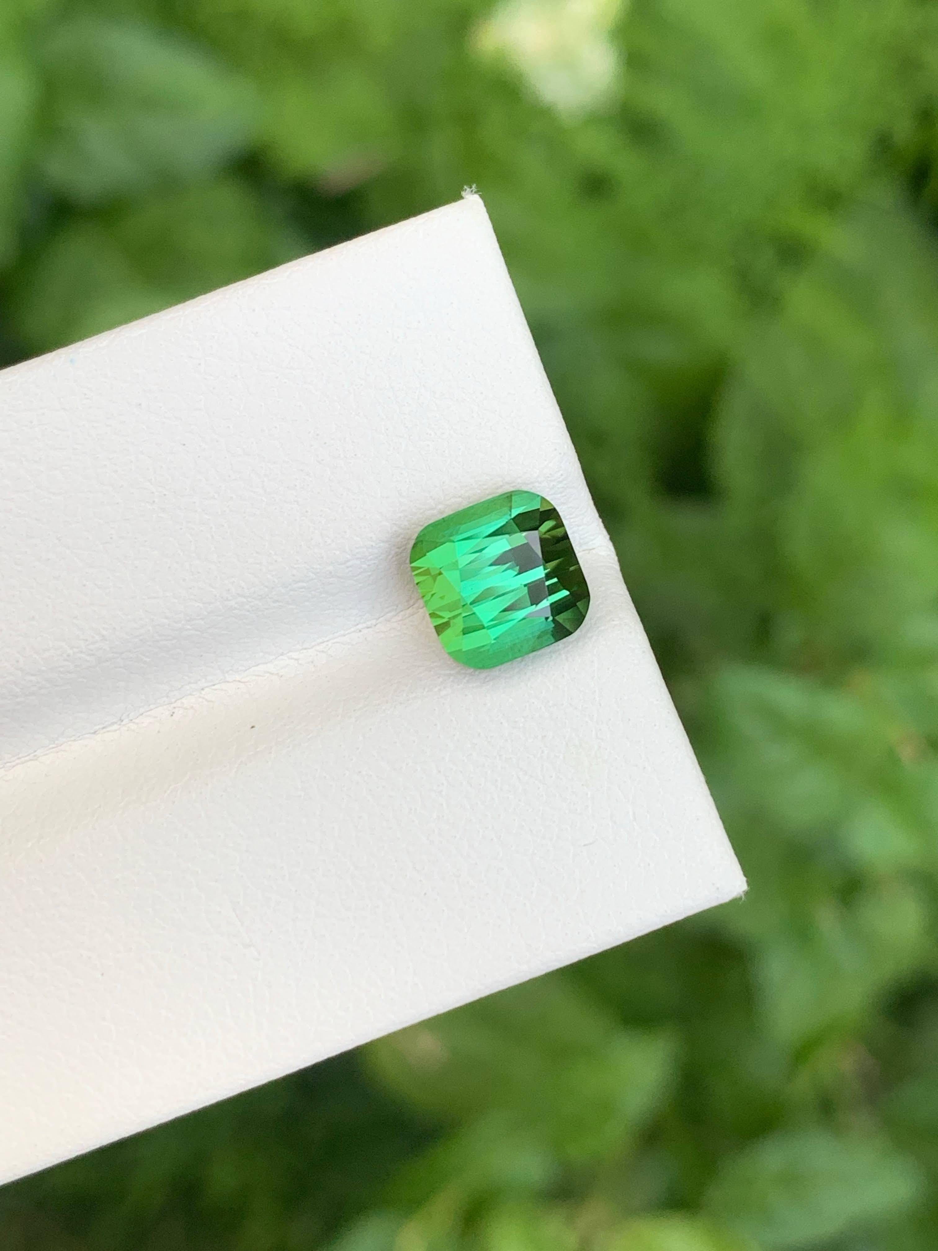 2.75 Carat Natural Loose Green Tourmaline Stone Cushion Cut Afghan Gemstone For Sale 3
