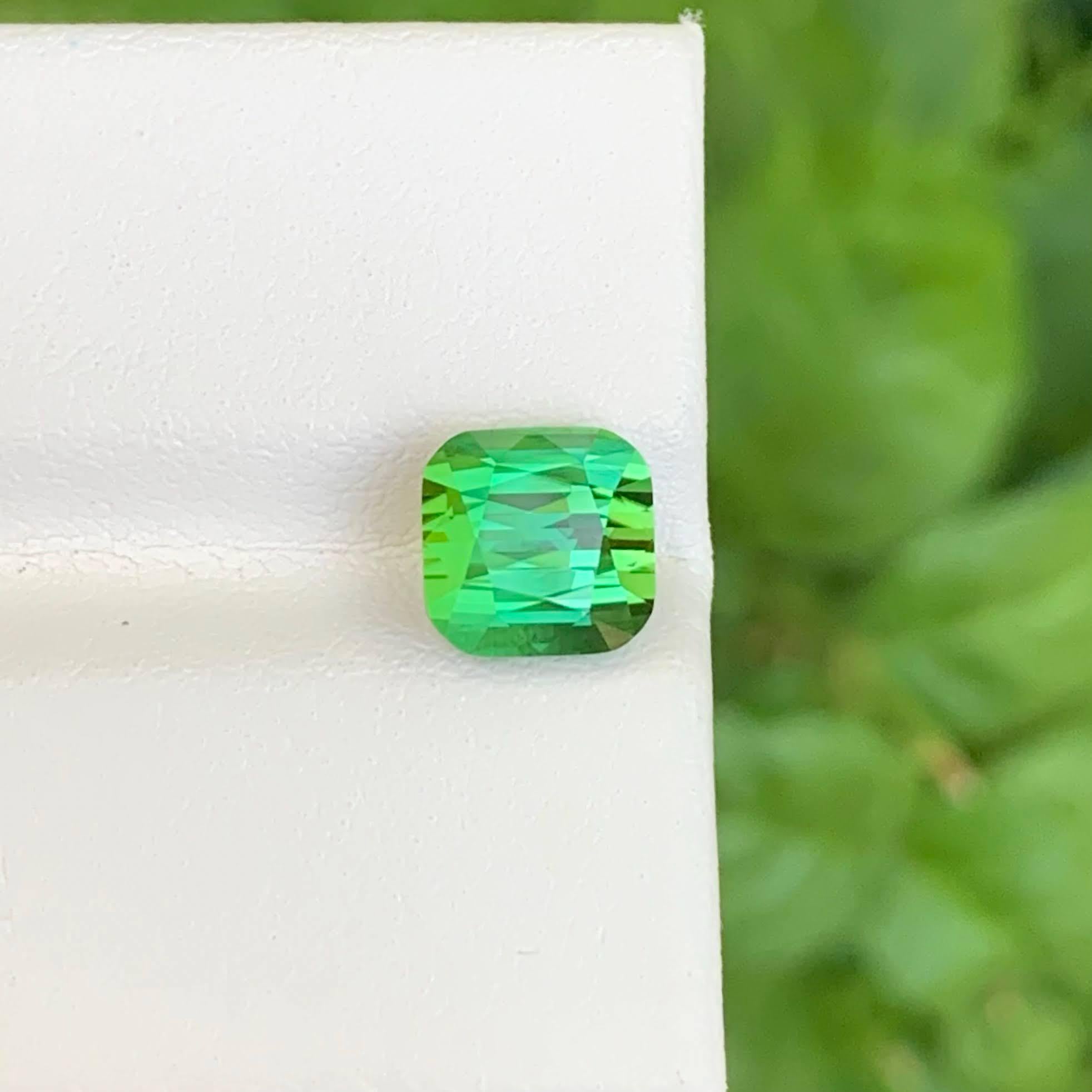 2.75 Carat Natural Loose Green Tourmaline Stone Cushion Cut Afghan Gemstone For Sale 4