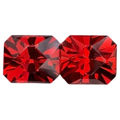 2.75 Carat Natural Loose Rhodolite Garnet Pair Emerald Shape Gemstone