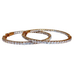 Pendientes de aro con diamantes redondos naturales de 2,75 quilates, con sujeción de una sola garra de 14 quilates*