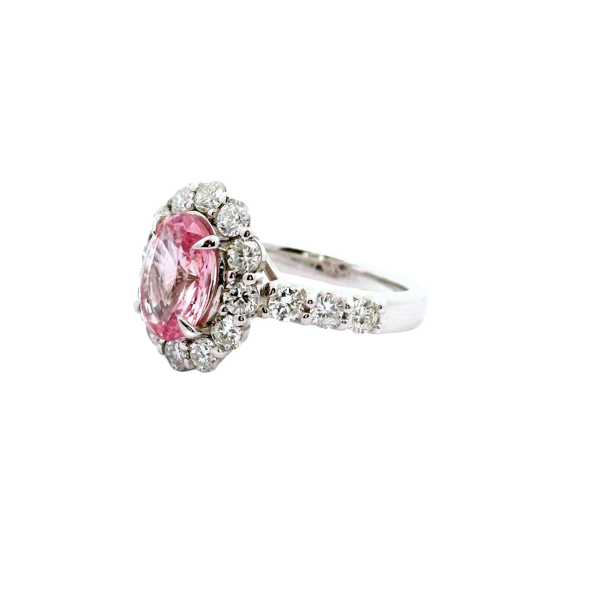 Platinring mit 2,75 Karat Padparadscha Saphir und Diamant, GRS-zertifiziert (Zeitgenössisch) im Angebot