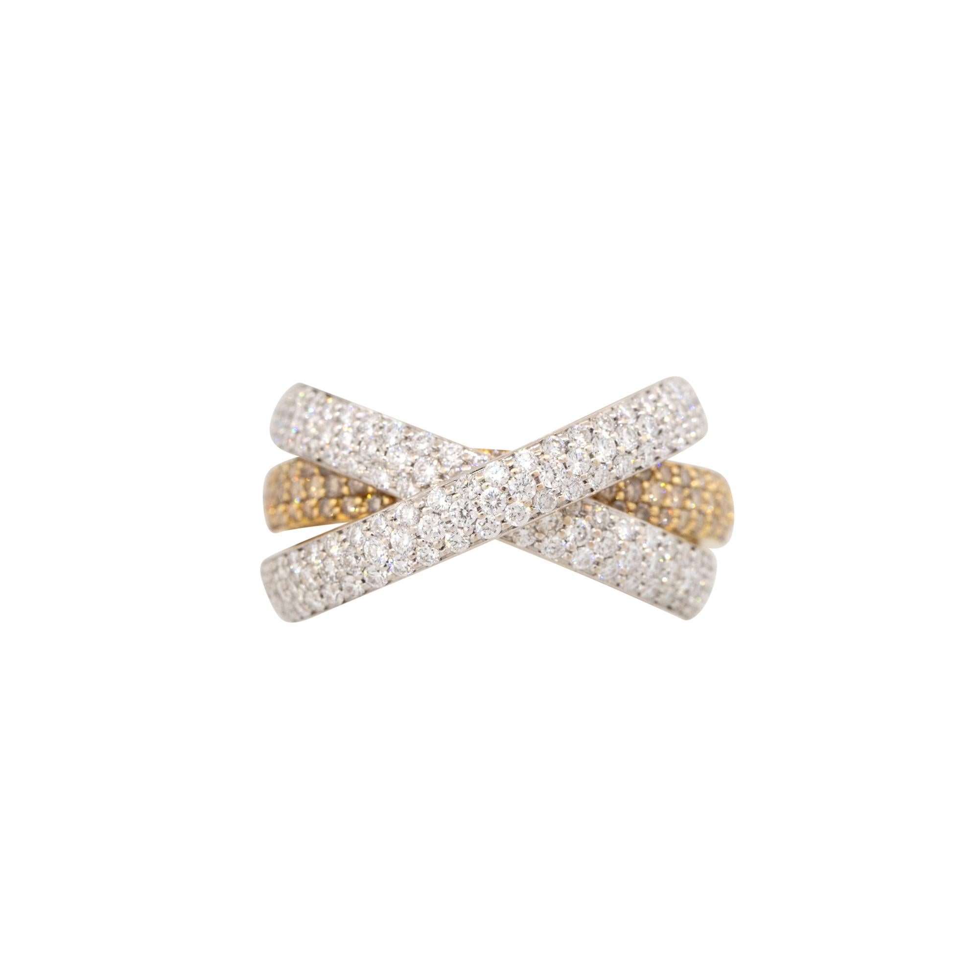 2.75 Carat Pave Diamond Rolling Rings 18 Karat Set of 3 In Stock Pour femmes en vente