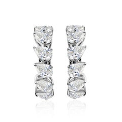 2.75 Carat Pear Shape Diamond Hoop Earrings in 18K White Gold