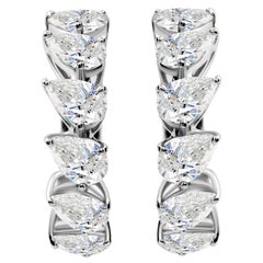 2.75 Carat Pear Shape Diamond Hoop Earrings in 18K White Gold
