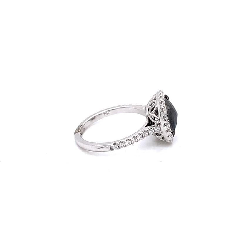 Women's 2.75 Carat Rose Cut Black and White Diamond Cocktail Ring For Sale