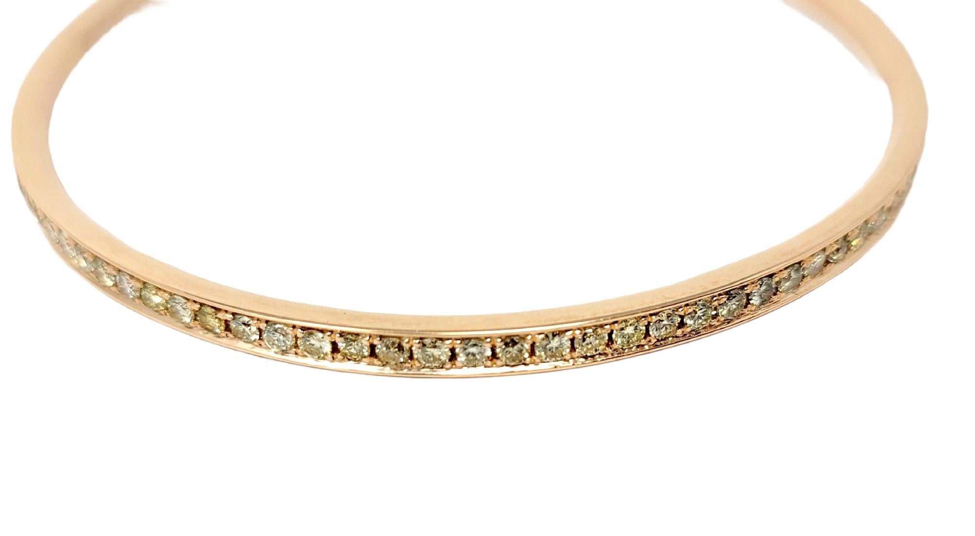 2,75 Karat runder Brillant Diamant Eternity Armreif Armband 14 Karat Roségold im Zustand „Gut“ im Angebot in Scottsdale, AZ