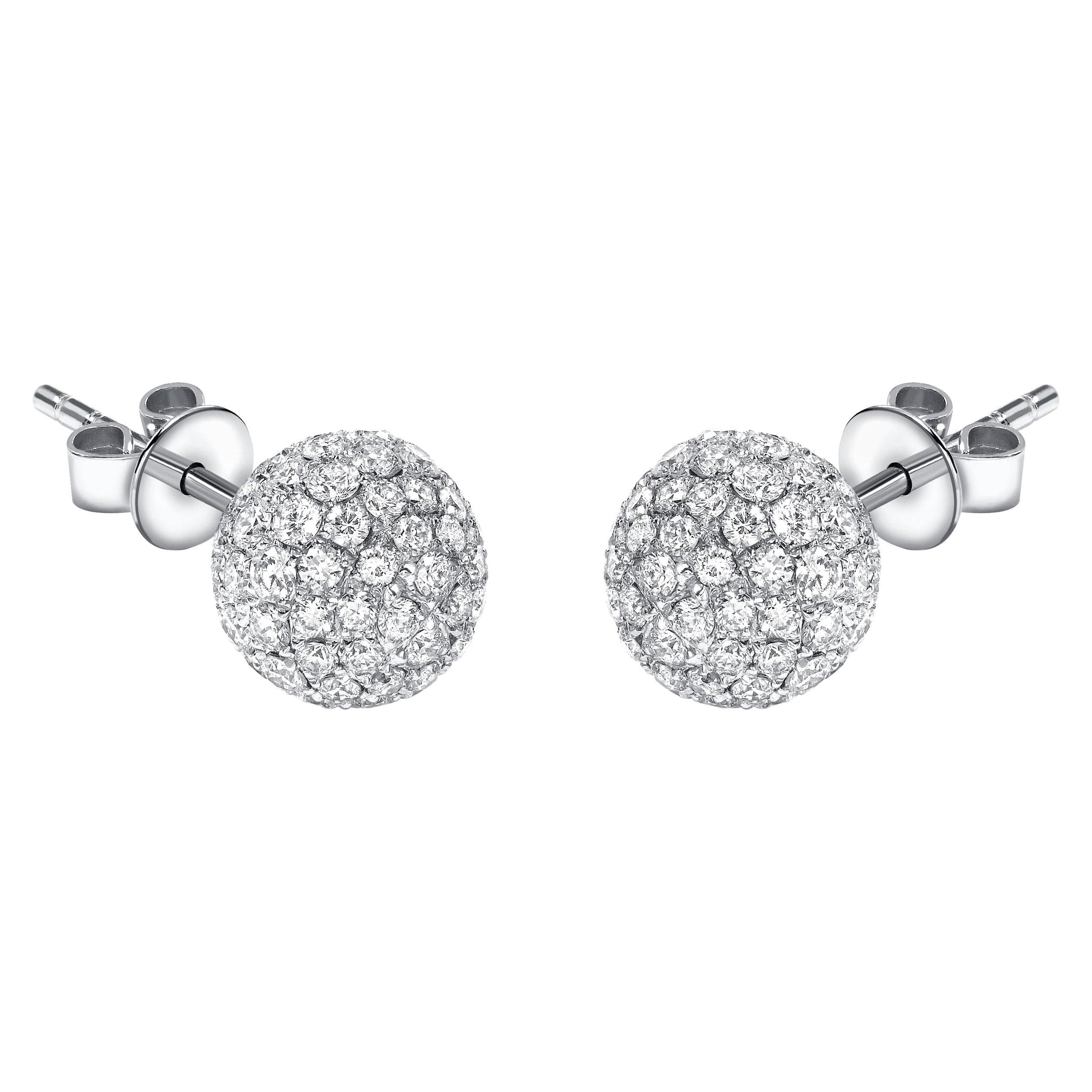 2,75 Karat runder Tresor Paris 10mm Diamant 18 Kt Weißgold Kugel-Ohrstecker