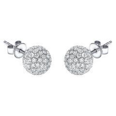 2.75 Carat Round Tresor Paris 10mm Diamond 18 Kt White Gold Ball Stud Earrings