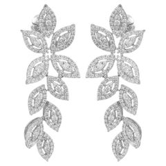2,75 Karat SI Reinheit HI Farbe Diamant Blatt Design Ohrringe 18 Karat Weißgold