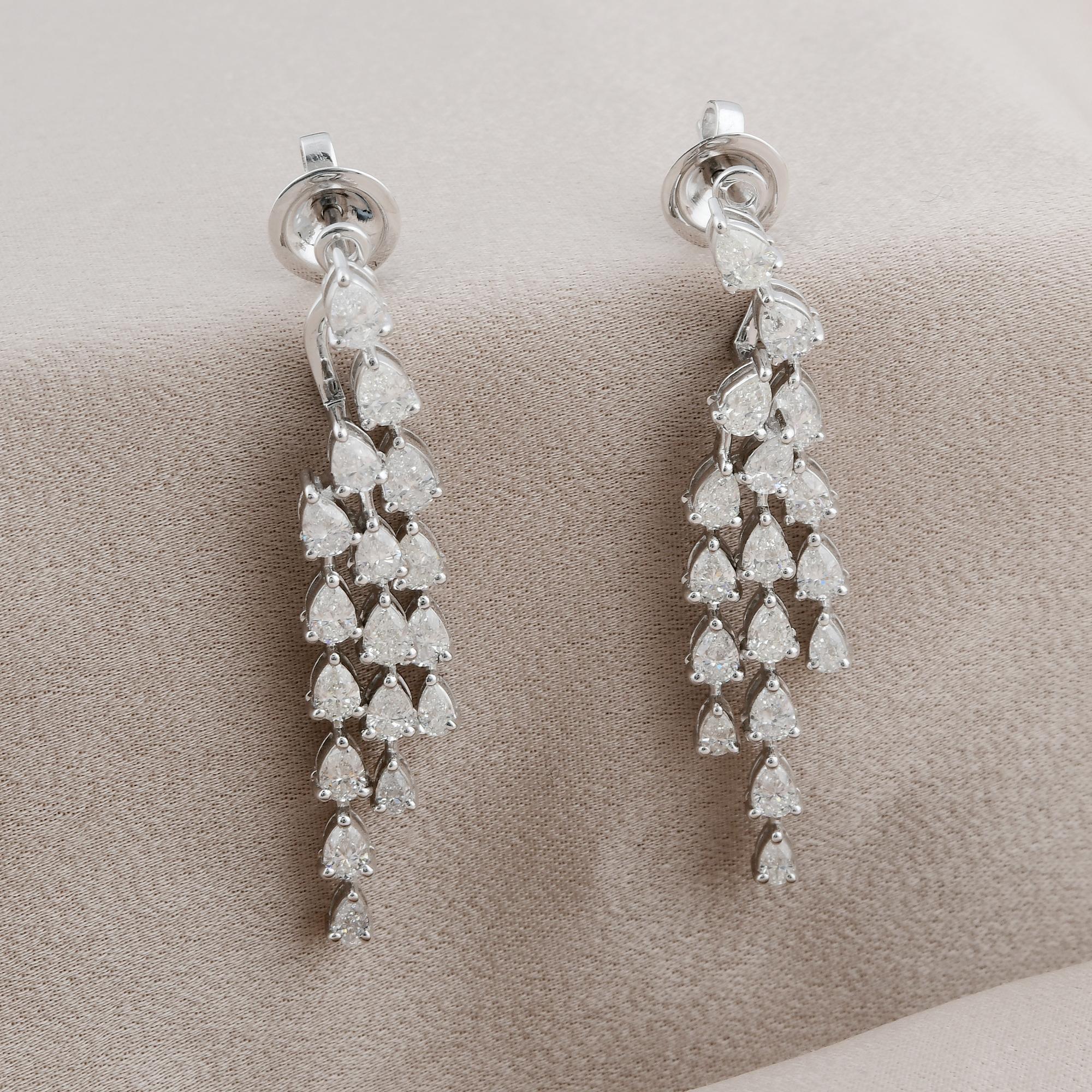 2,75 quilates SI Claridad HI Color Pendientes Chaqueta Diamante Pera Oro Blanco 14 Kilates Corte pera en venta