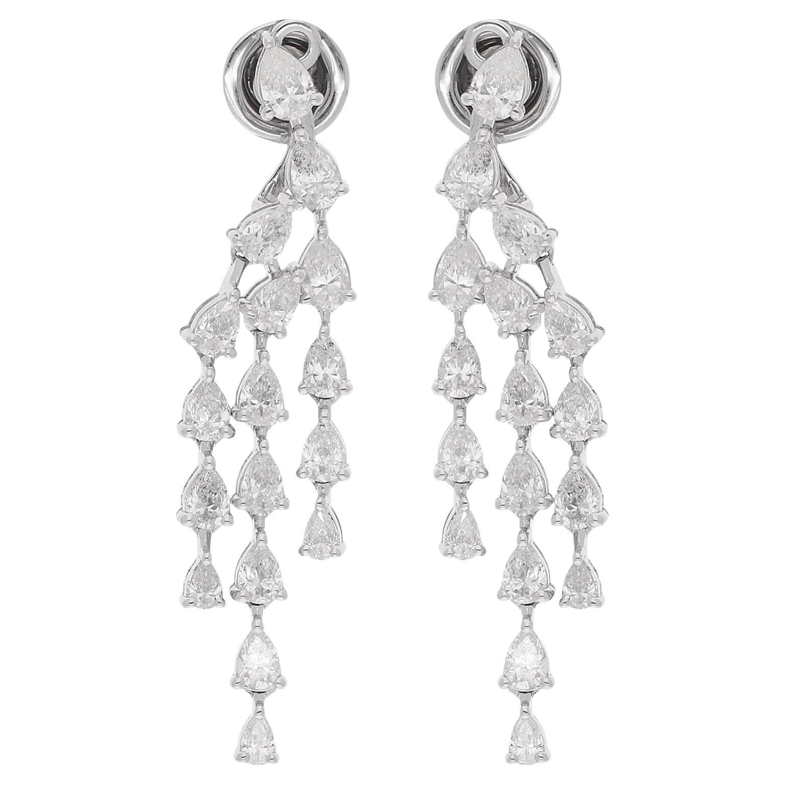 2.75 Carat SI Clarity HI Color Diamond Pear Jacket Earrings 18 Karat White Gold