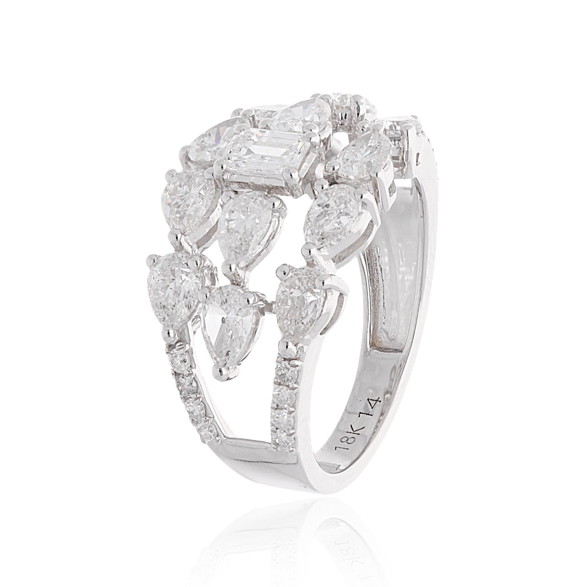 For Sale:  2.75 Carat SI Clarity HI Color Pear Emerald Cut Diamond Ring 18 Karat White Gold 2