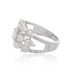 2.75 Carat SI Clarity HI Color Pear Emerald Cut Diamond Ring 18 Karat White Gold