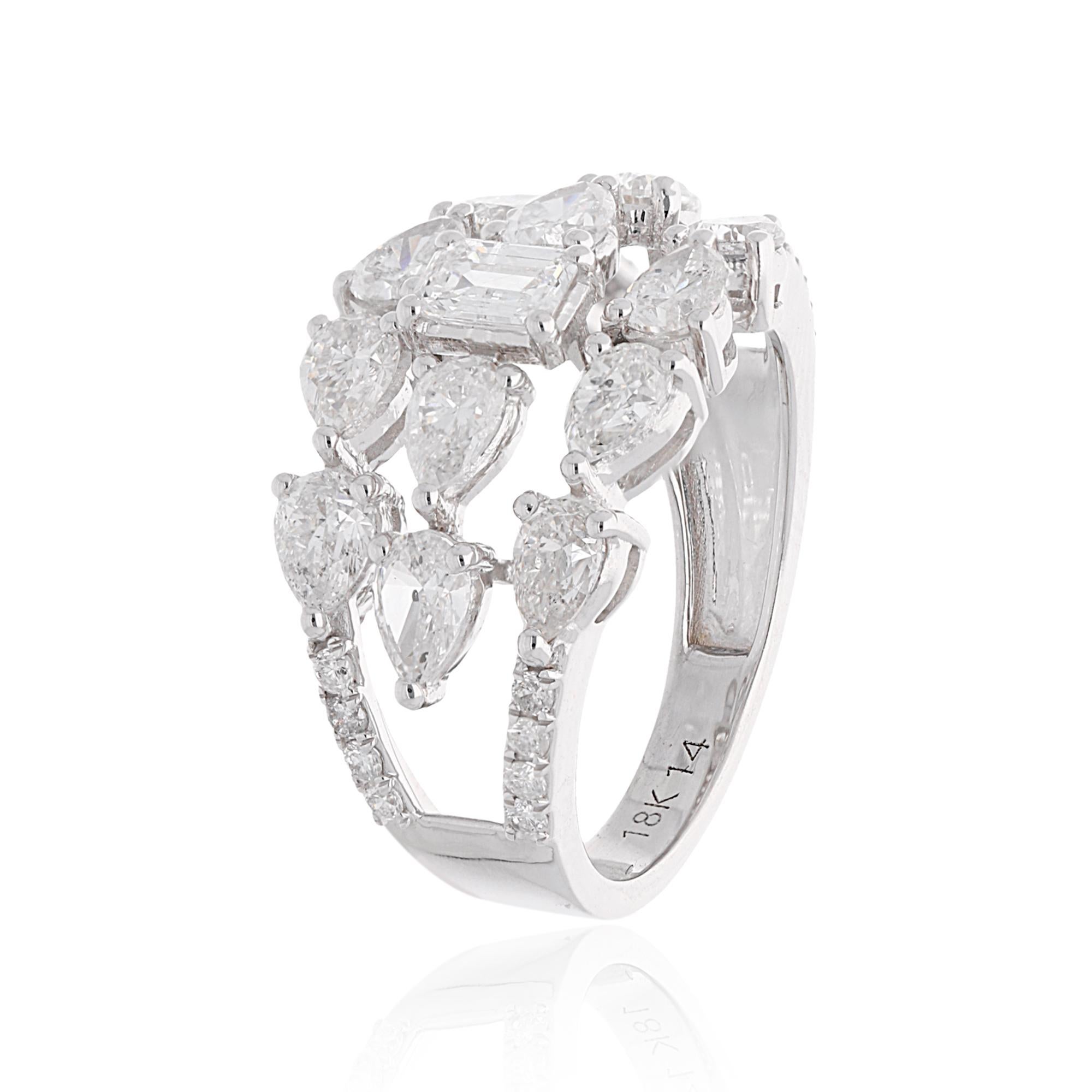 2,75 Karat SI Reinheit HI Farbe Birnenschliff Diamantring 18 Karat Weißgold mit Smaragdschliff (Moderne) im Angebot