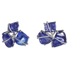 27.5 Carat Tanzanite White Gold Earrings