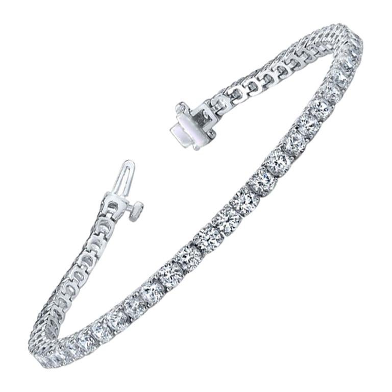 Bracelet tennis en or blanc 14 carats avec diamants ronds de 2,75 carats au total