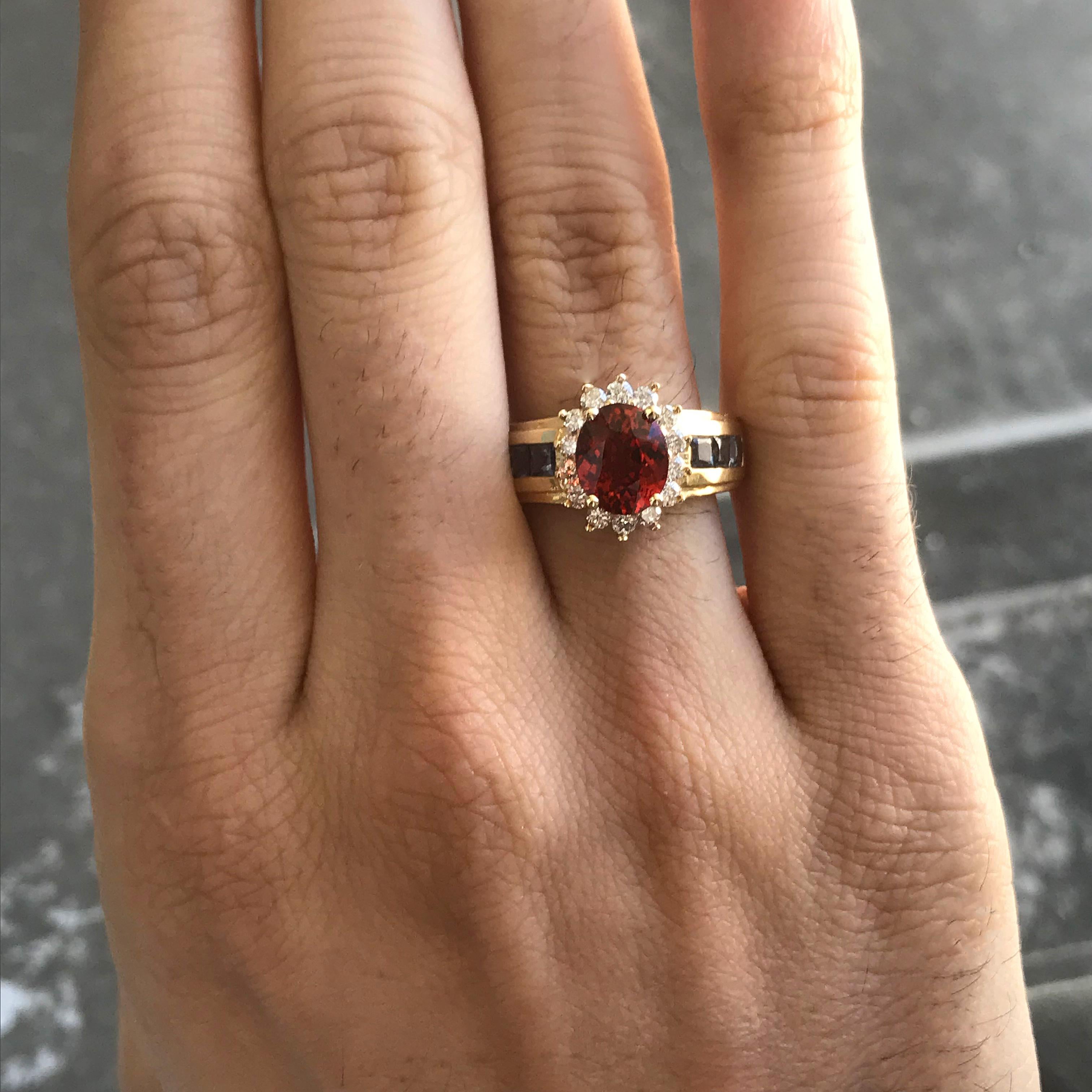 2,75 Karat TW Ungefähr. Ovaler Orange Spessartin-Granat, Alexandrit und Diamant (Moderne) im Angebot