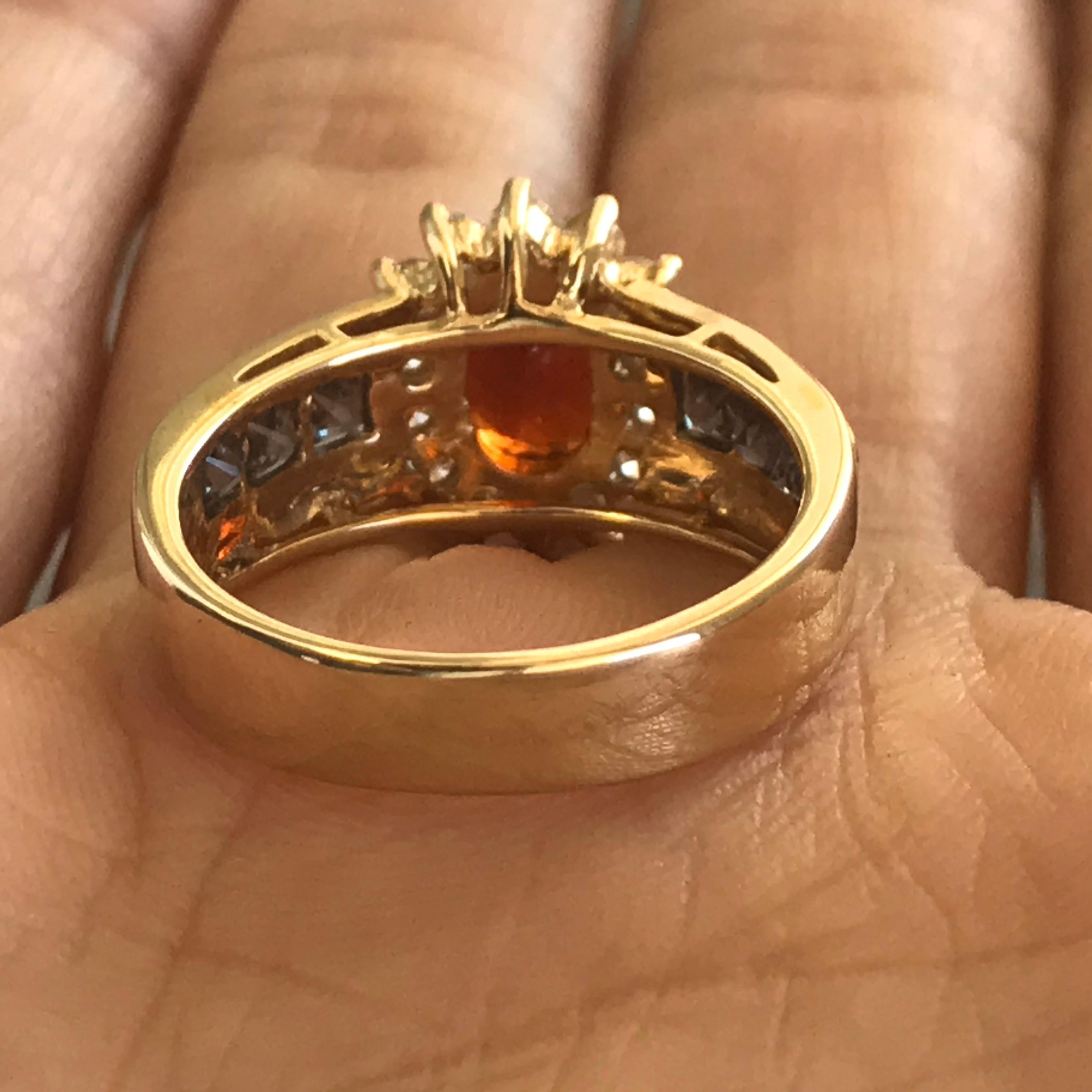 2,75 Karat TW Ungefähr. Ovaler Orange Spessartin-Granat, Alexandrit und Diamant Herren im Angebot