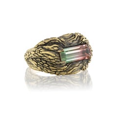 Anello con tormalina anguria da 2,75 carati in oro giallo 18K