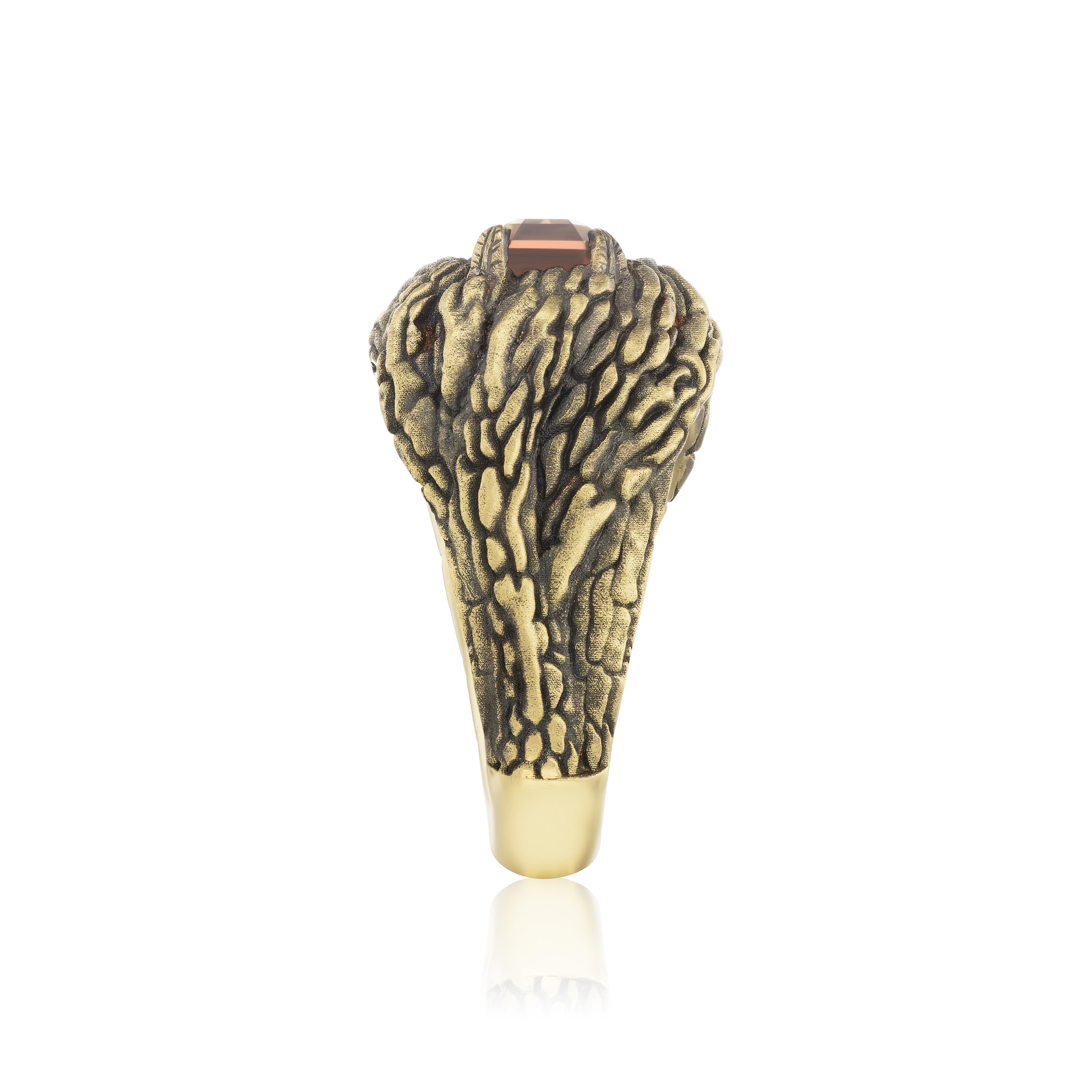 Artisan 2.75 Carat Watermelon Tourmaline 18K Yellow Gold Ring For Sale
