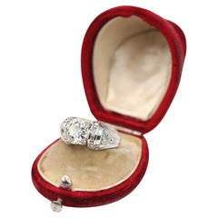 Vintage 2.75 Carats Certified Diamond Ring White Gold 18K Boxed, 1920