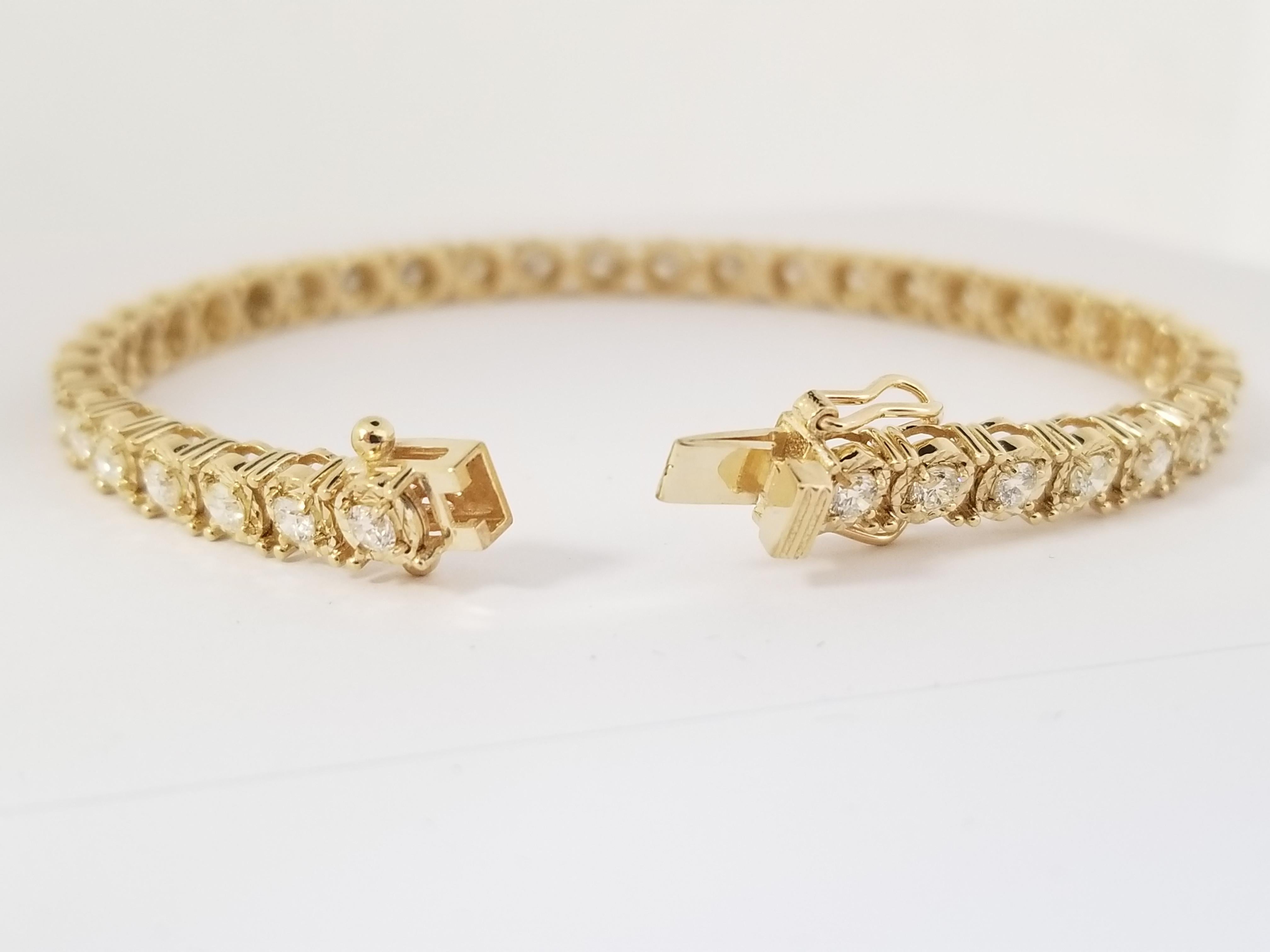 2.75 Carats Diamond Cut Miracle Set Tennis Bracelet 14 Karat Yellow Gold In New Condition In Great Neck, NY