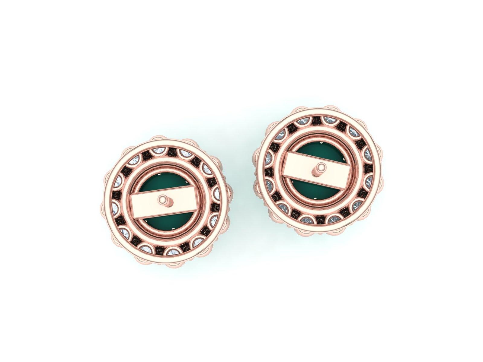 Modern 2.75 Carat Turquoise and Diamond Rose Gold Earrings For Sale