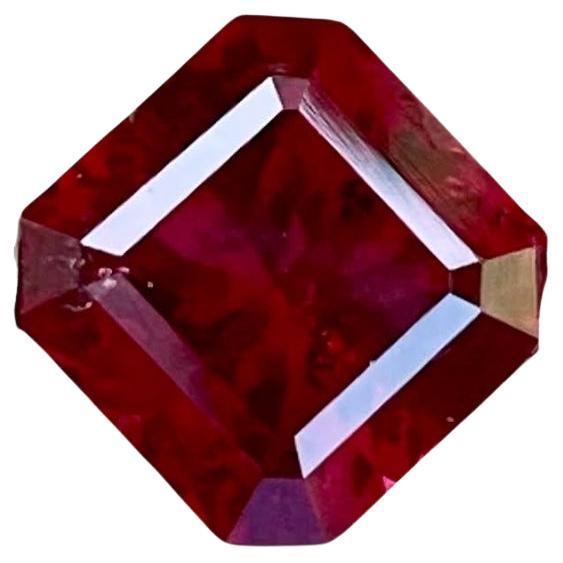 2.75 Carats Vivid Red Loose Garnet Stone Asscher Cut Natural African Gemstone For Sale