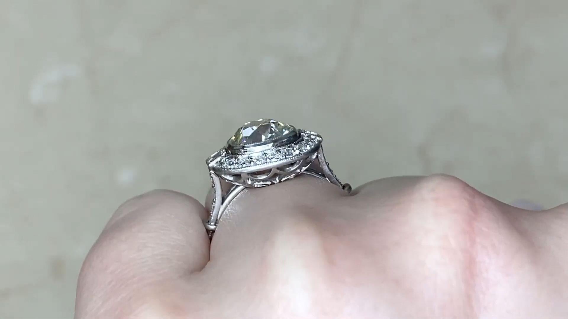 Verlobungsring mit Diamanten im Kissenschliff ( ca. 2,70 Karat), Diamant-Halo, Platin im Angebot 1