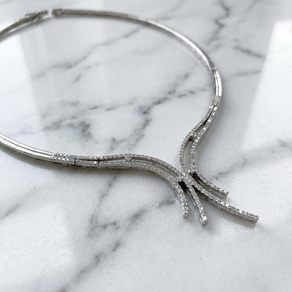 2,75 Karat Naturdiamanten-Lariat-Halskette aus 14k Weißgold (Rundschliff) im Angebot