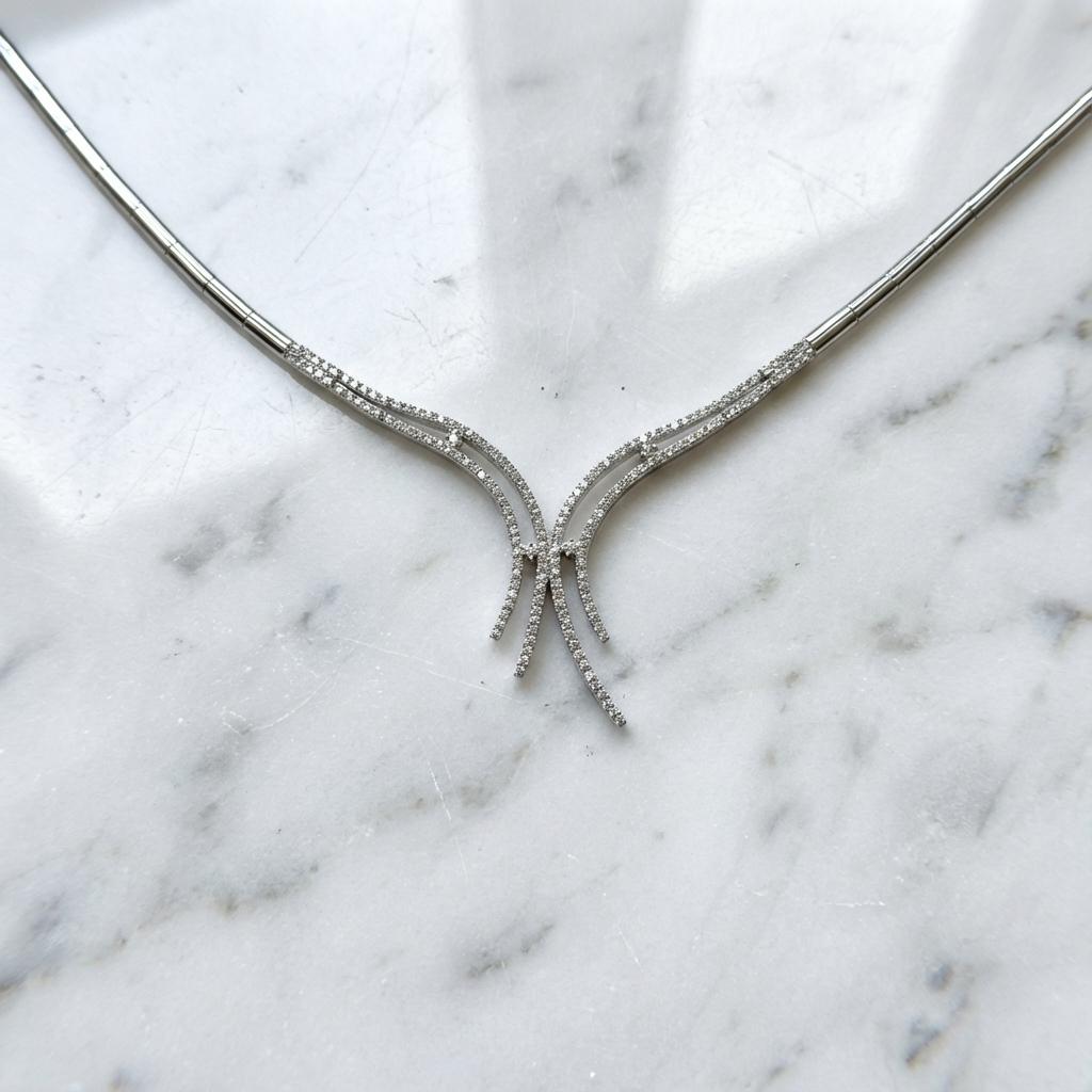 2,75 Karat Naturdiamanten-Lariat-Halskette aus 14k Weißgold im Zustand „Neu“ im Angebot in Chicago, IL