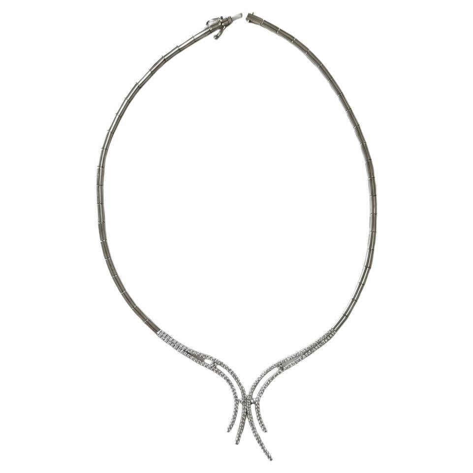 Collier Lariat en or blanc 14k et diamant naturel de 2,75 ct