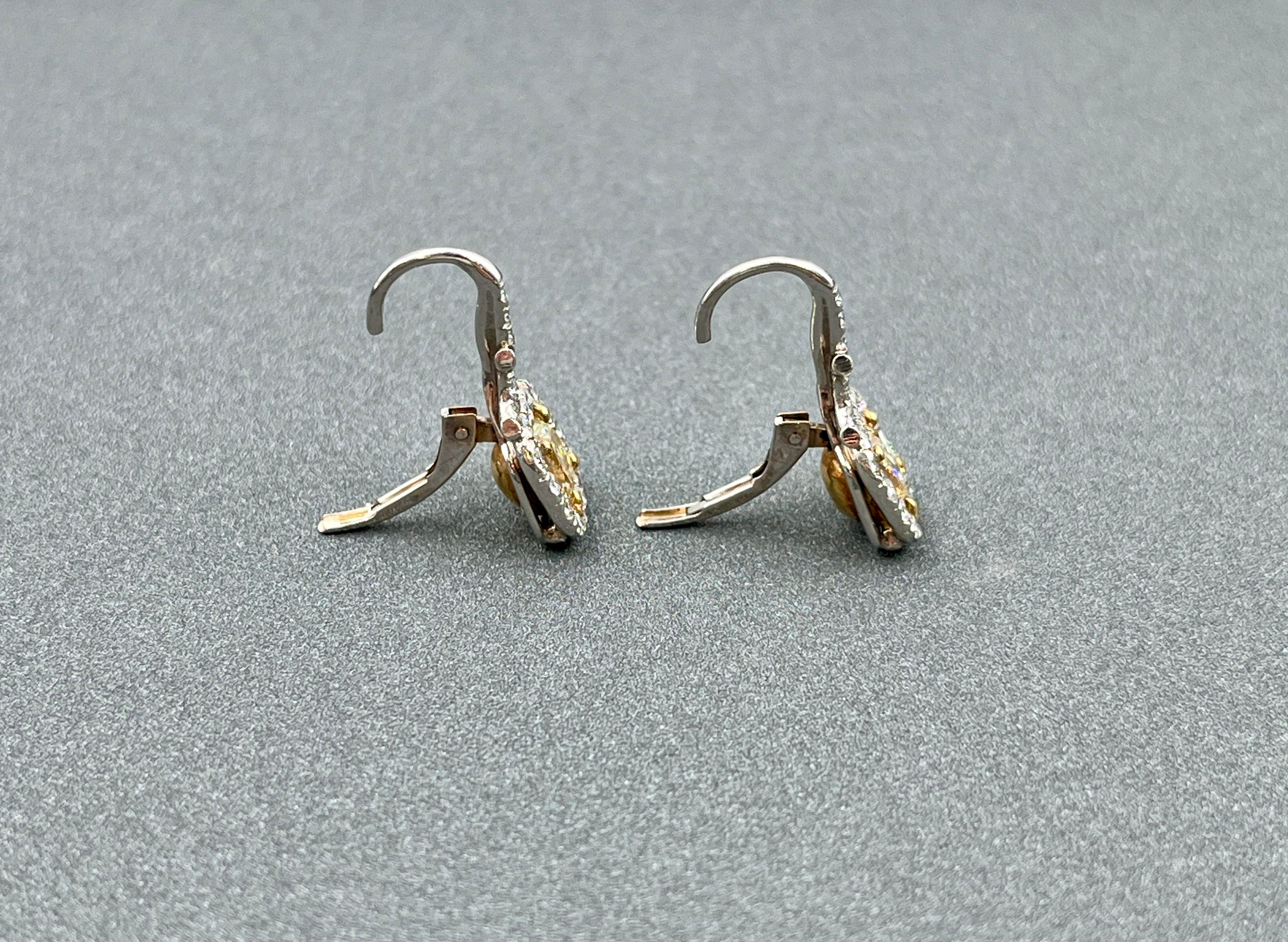 2.75 ct Natural Yellow Diamond Dangle Earrings For Sale 1