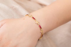 2.75 ct Ruby Diamond Link Bracelet in 18K Yellow Gold