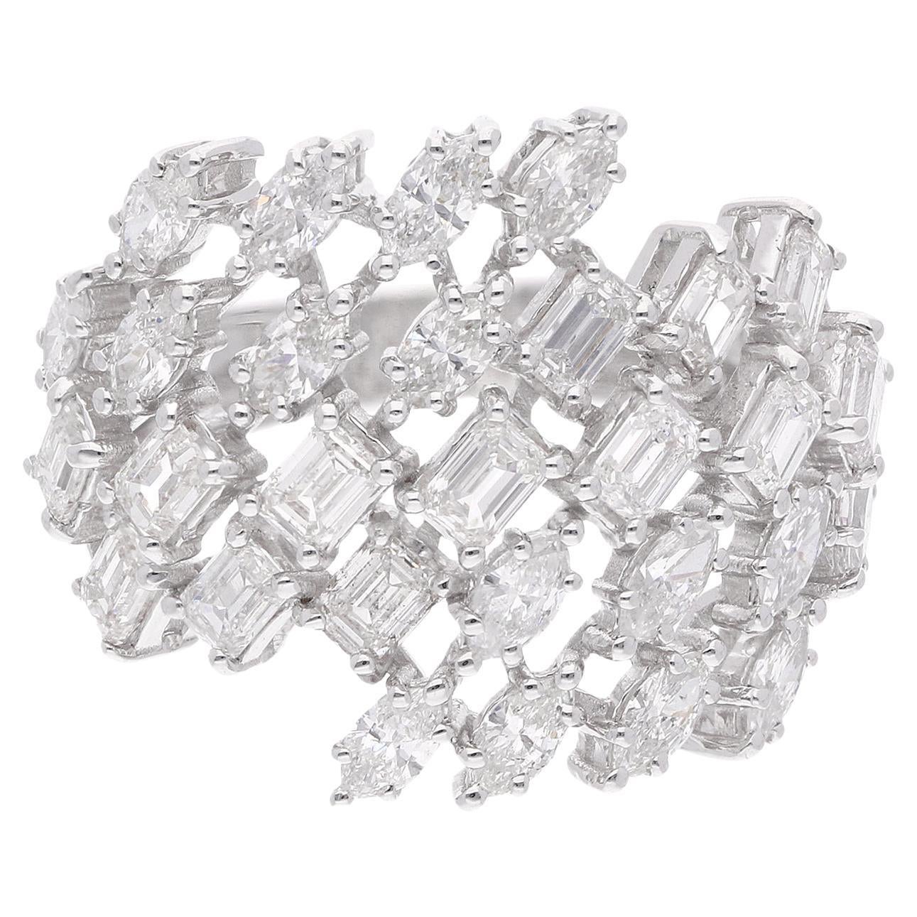 Bague en or blanc 18 carats avec émeraude de 2,75 carats de pureté SI de couleur hi-colore et diamant marquise